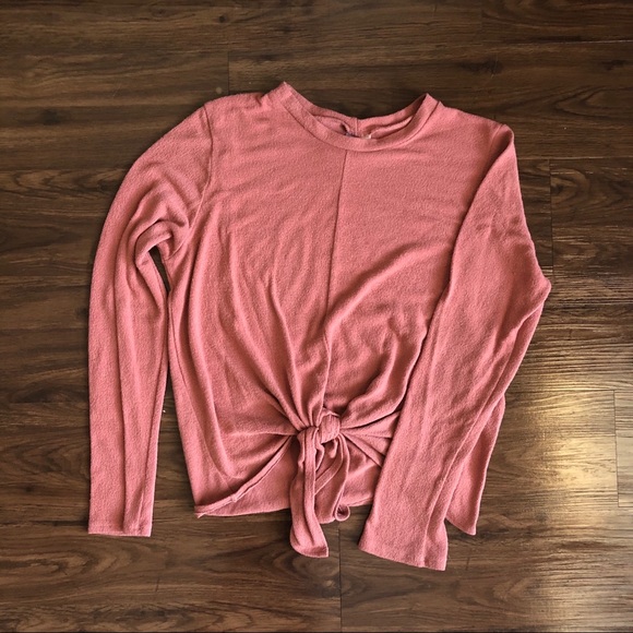 Tops - Soft Long Sleeve Tie Front Top